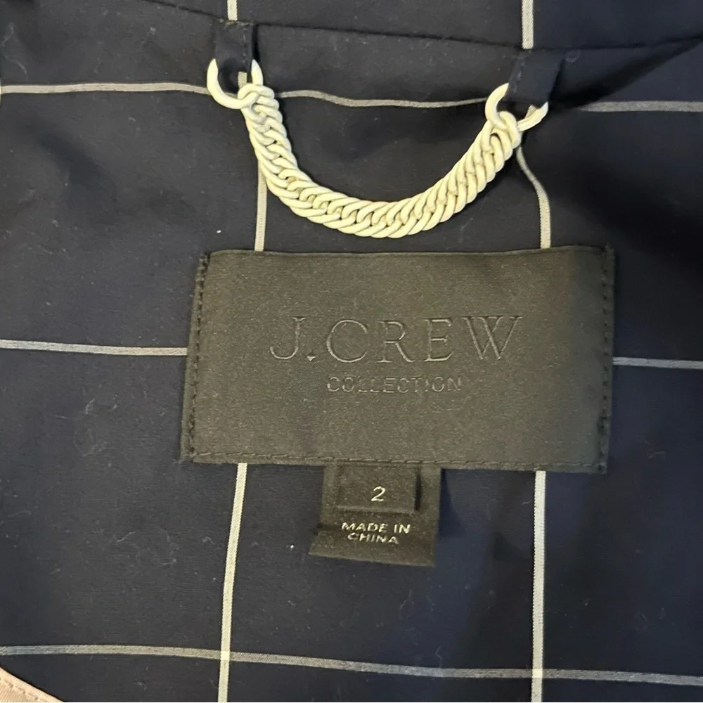 J Crew Collection Navy Windowpane Lightweight Trench Coat Size 2 - Picture 12 of 15